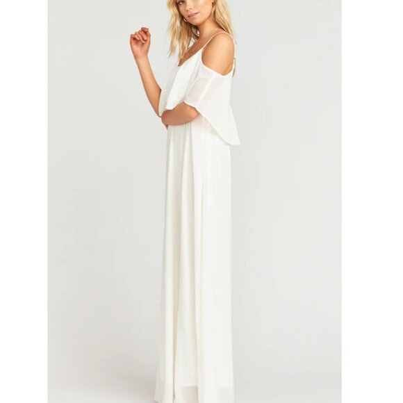 Show Me Your Mumu Caitlin Ruffle Maxi Dress Size Small White - Picture 2 of 10